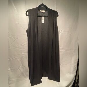 LOFT Sheer Black Open Front Cardigan